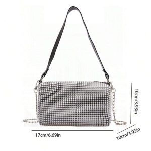Mini sac de soirée avec décoration de strass et bandoulière en chaîne, petit sac bandoulière et messager de luxe pour femme pour les voyages, sacs à main à l'épaule scintillants avec design de diamants. Sac à main de dîner brillant et à strass pour femme (boucle de chaîne aléatoire)