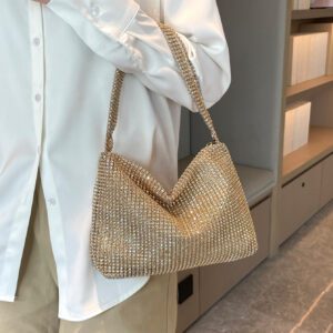 Sac Hobo Uni Élégant Et Brillant Avec Décoration De Strass En Une Pièce, Paillettes Glamour, Sequins, Luxe, Éclat, Pour Sac Du Soir De Soirée, Sac De Dîner Avec Des strass Et Des Fausses Perles Pour La Fête Fille, Femme, La Mariée, Parfait Pour Les Occasions Comme Les Fêtes, Les Mariages, Les Bals Et Les Banquets