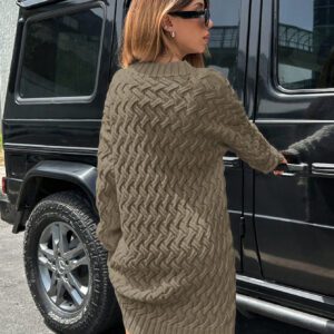 SHEIN Robe pull de couleur unie minimaliste et décontractée avec motif câble, automne/hiver