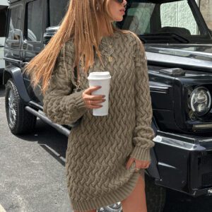 SHEIN Robe pull de couleur unie minimaliste et décontractée avec motif câble, automne/hiver