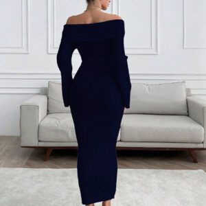 SHEIN Robe pull fendue à l'épaule de couleur unie ajustée