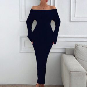SHEIN Robe pull fendue à l'épaule de couleur unie ajustée