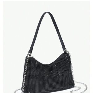Sac d'épaule glamour, élégant, exquis et de luxe discret pour femmes. Sac de soirée grande capacité avec paillettes, sequins et brillance. Sac d'embrayage avec des strass, parfait pour les soirées, les mariages, les bals de promo, les dîners et les banquets de la Saint-Valentin.