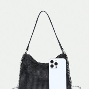Sac d'épaule glamour, élégant, exquis et de luxe discret pour femmes. Sac de soirée grande capacité avec paillettes, sequins et brillance. Sac d'embrayage avec des strass, parfait pour les soirées, les mariages, les bals de promo, les dîners et les banquets de la Saint-Valentin.