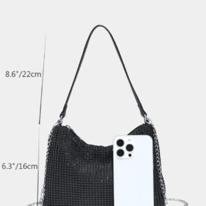 Sac d'épaule glamour, élégant, exquis et de luxe discret pour femmes. Sac de soirée grande capacité avec paillettes, sequins et brillance. Sac d'embrayage avec des strass, parfait pour les soirées, les mariages, les bals de promo, les dîners et les banquets de la Saint-Valentin.