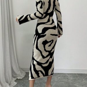 Elenzga Robe pull tricotée à manches évasées pour femme