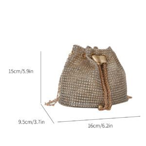 Glamour Scintillant Brillant , À Paillettes , Luxe , Brillant Mini Avec Strass Design Cordon Chaîne Sac Seau , Parfait Mariée Bourse Pour Mariage , Bal & Événements de fête Sac De Soirée , Dîner Sac Pour Fête Fille , Femme