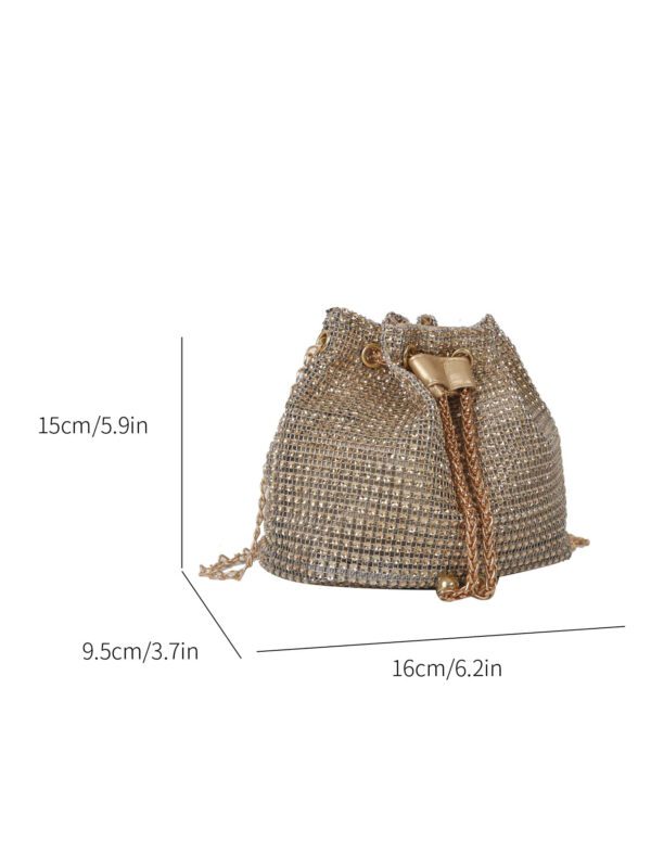 Glamour Scintillant Brillant , À Paillettes , Luxe , Brillant Mini Avec Strass Design Cordon Chaîne Sac Seau , Parfait Mariée Bourse Pour Mariage , Bal & Événements de fête Sac De Soirée , Dîner Sac Pour Fête Fille , Femme – Image 5