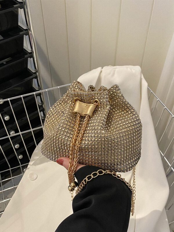 Glamour Scintillant Brillant , À Paillettes , Luxe , Brillant Mini Avec Strass Design Cordon Chaîne Sac Seau , Parfait Mariée Bourse Pour Mariage , Bal & Événements de fête Sac De Soirée , Dîner Sac Pour Fête Fille , Femme – Image 7