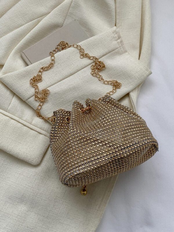 Glamour Scintillant Brillant , À Paillettes , Luxe , Brillant Mini Avec Strass Design Cordon Chaîne Sac Seau , Parfait Mariée Bourse Pour Mariage , Bal & Événements de fête Sac De Soirée , Dîner Sac Pour Fête Fille , Femme – Image 8