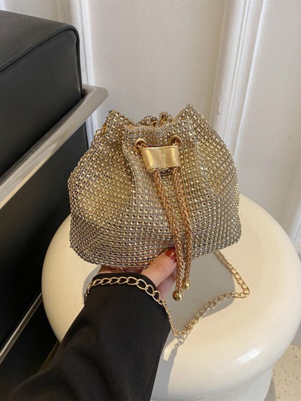 Glamour Scintillant Brillant , À Paillettes , Luxe , Brillant Mini Avec Strass Design Cordon Chaîne Sac Seau , Parfait Mariée Bourse Pour Mariage , Bal & Événements de fête Sac De Soirée , Dîner Sac Pour Fête Fille , Femme – Image 10
