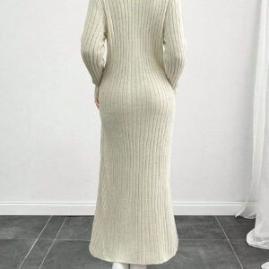 SHEIN Tall 1 pièce Robe longue décontractée à manches longues avec fermeture éclair de couleur unie