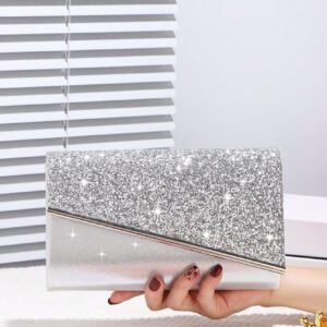 Sac seau décoré de strass léger, style casual d'affaires. Mini design à cordon coulissant, sac transparent avec faux perles. Sac de soirée glamour, élégant, exquis, de luxe discret avec strass. Parfait pour les fêtes, les dîners/banquets, les tenues de Noël et du Nouvel An. Assortiment parfait avec les robes de fête pour femmes