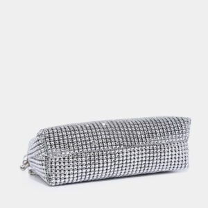 Sac seau léger, style casual avec décor de strass, design à cordon coulissant. Sac transparent avec perles fausses. Sac de soirée, de dîner glamour, élégant, raffiné, luxe discret avec strass. Parfait pour les fêtes, les dîners, les mariages, les tenues de fête de Noël pour les filles, les femmes, les mariées
