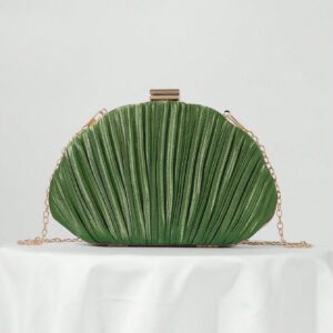 Sac de soirée en forme de boîte plissé en satin, sac de banquet, sac de robe de soirée formelle, pochette de bal, sac à bandoulière avec chaîne, sac à main de mariage