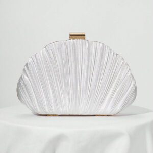 Sac de soirée en forme de boîte plissé en satin, sac de banquet, sac de robe de soirée formelle, pochette de bal, sac à bandoulière avec chaîne, sac à main de mariage