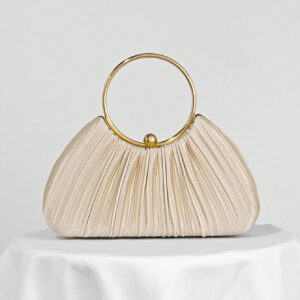 Sac de soirée en forme de boîte plissé en satin, sac de banquet, sac de robe de soirée formelle, pochette de bal, sac à bandoulière avec chaîne, sac à main de mariage