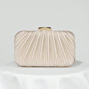 Sac de soirée en forme de boîte plissé en satin, sac de banquet, sac de robe de soirée formelle, pochette de bal, sac à bandoulière avec chaîne, sac à main de mariage