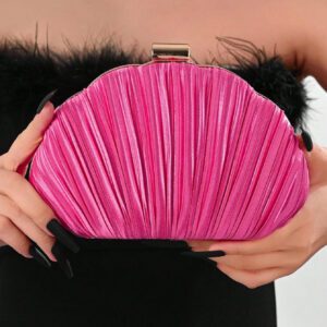 Sac de soirée en forme de boîte plissé en satin, sac de banquet, sac de robe de soirée formelle, pochette de bal, sac à bandoulière avec chaîne, sac à main de mariage