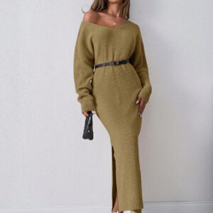 SHEIN Tall Robe pull midi moulante à ourlet asymétrique à l'épaule