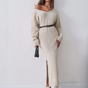 SHEIN Tall Robe pull midi moulante à ourlet asymétrique à l'épaule