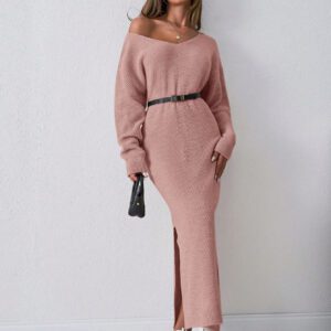 SHEIN Tall Robe pull midi moulante à ourlet asymétrique à l'épaule