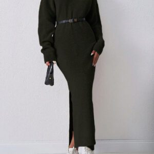 SHEIN Tall Robe pull midi moulante à ourlet asymétrique à l'épaule