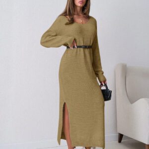 SHEIN Tall Robe pull midi moulante à ourlet asymétrique à l'épaule