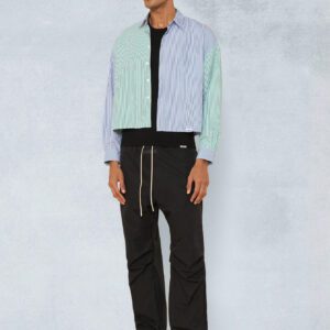 SUMWON Chemise à manches longues rayée avec bloc de couleur, recoupée