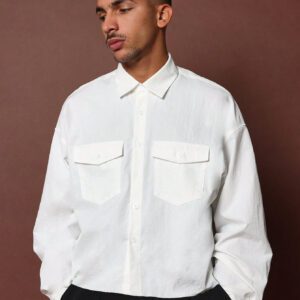 SUMWON Chemise utilitaire à manches longues et ourlet brut court