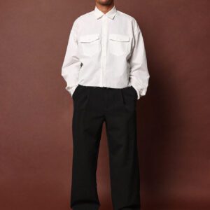 SUMWON Chemise utilitaire à manches longues et ourlet brut court