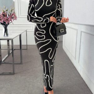 SHEIN Robe pull d'hiver col bateau à motif de forme de femme
