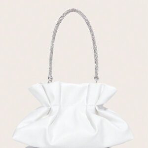 Nouveau sac à main pour femme, sac de soirée décontracté. Convient pour robe de soirée, mariage, robe de mariée blanche avec diamants et chaussures assortées. Sac à main de mode pour femme avec poignée et chaîne en diamants.