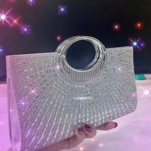 Sac seau léger et décontracté, design à cordon coulissant avec décoration de strass. Sac transparent avec perles, sac de soirée élégant et raffiné. Luxe discret avec strass, parfait pour les fêtes, les dîners et les réceptions de Noël pour les femmes, les jeunes filles et les mariées