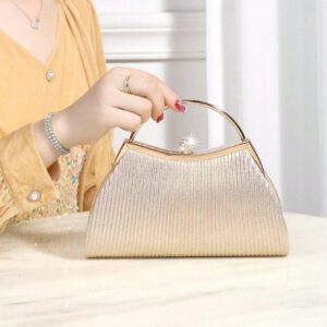 Brillant, Glamour, Élégante 1 pièce Sac de soirée plissé en métal décoré de strass, convient pour les fêtes, les mariages, les dîners, les banquets, idéal pour les filles et femmes pour les fêtes, les mariages, les bals, les dîners / banquets, meilleur cadeau pour les femmes