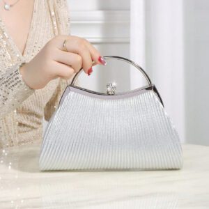 Brillant, Glamour, Élégante 1 pièce Sac de soirée plissé en métal décoré de strass, convient pour les fêtes, les mariages, les dîners, les banquets, idéal pour les filles et femmes pour les fêtes, les mariages, les bals, les dîners / banquets, meilleur cadeau pour les femmes