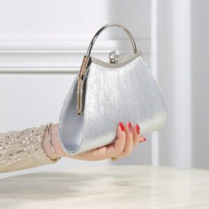 Brillant, Glamour, Élégante 1 pièce Sac de soirée plissé en métal décoré de strass, convient pour les fêtes, les mariages, les dîners, les banquets, idéal pour les filles et femmes pour les fêtes, les mariages, les bals, les dîners / banquets, meilleur cadeau pour les femmes