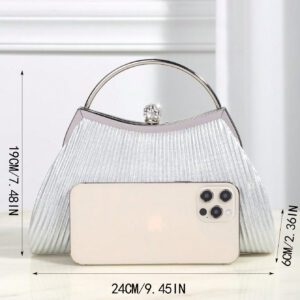 Brillant, Glamour, Élégante 1 pièce Sac de soirée plissé en métal décoré de strass, convient pour les fêtes, les mariages, les dîners, les banquets, idéal pour les filles et femmes pour les fêtes, les mariages, les bals, les dîners / banquets, meilleur cadeau pour les femmes