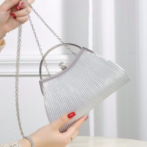 Brillant, Glamour, Élégante 1 pièce Sac de soirée plissé en métal décoré de strass, convient pour les fêtes, les mariages, les dîners, les banquets, idéal pour les filles et femmes pour les fêtes, les mariages, les bals, les dîners / banquets, meilleur cadeau pour les femmes