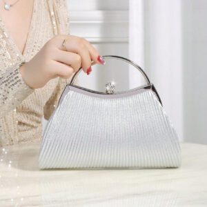 Brillant, Glamour, Élégante 1 pièce Sac de soirée plissé en métal décoré de strass, convient pour les fêtes, les mariages, les dîners, les banquets, idéal pour les filles et femmes pour les fêtes, les mariages, les bals, les dîners / banquets, meilleur cadeau pour les femmes