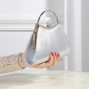 Brillant, Glamour, Élégante 1 pièce Sac de soirée plissé en métal décoré de strass, convient pour les fêtes, les mariages, les dîners, les banquets, idéal pour les filles et femmes pour les fêtes, les mariages, les bals, les dîners / banquets, meilleur cadeau pour les femmes