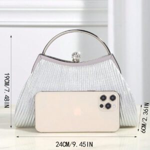 Brillant, Glamour, Élégante 1 pièce Sac de soirée plissé en métal décoré de strass, convient pour les fêtes, les mariages, les dîners, les banquets, idéal pour les filles et femmes pour les fêtes, les mariages, les bals, les dîners / banquets, meilleur cadeau pour les femmes