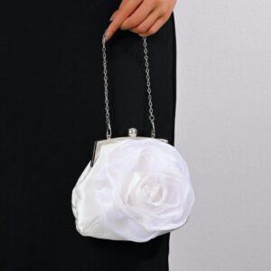 Élégant sac de soirée à fleurs de rose pour femme, blanc, pour occasions formelles, fêtes, mariage, habillage, avec bandoulière, sac à main de mariée pour la Saint-Valentin