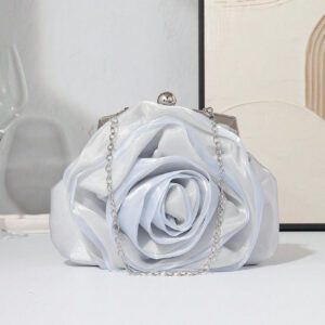 Élégant sac de soirée à fleurs de rose pour femme, blanc, pour occasions formelles, fêtes, mariage, habillage, avec bandoulière, sac à main de mariée pour la Saint-Valentin