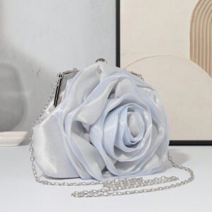 Élégant sac de soirée à fleurs de rose pour femme, blanc, pour occasions formelles, fêtes, mariage, habillage, avec bandoulière, sac à main de mariée pour la Saint-Valentin