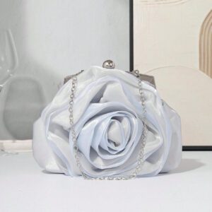 Élégant sac de soirée à fleurs de rose pour femme, blanc, pour occasions formelles, fêtes, mariage, habillage, avec bandoulière, sac à main de mariée pour la Saint-Valentin