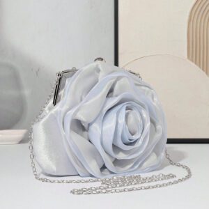 Élégant sac de soirée à fleurs de rose pour femme, blanc, pour occasions formelles, fêtes, mariage, habillage, avec bandoulière, sac à main de mariée pour la Saint-Valentin