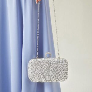 SHEIN Belle Sac seau décoré de strass, style décontracté chic, conception à cordon coulissant, mini. Sac transparent avec perles. Sac de soirée élégant et raffiné. Un luxe discret avec des strass, parfait pour les fêtes, les dîners, les fêtes de Noël, la Saint-Valentin. Idéal pour les femmes, les jeunes filles, les mariées.