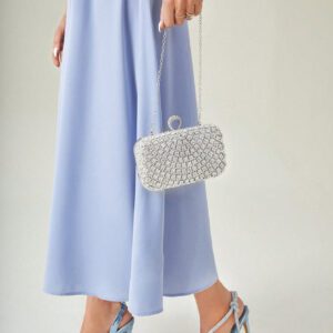 SHEIN Belle Sac seau décoré de strass, style décontracté chic, conception à cordon coulissant, mini. Sac transparent avec perles. Sac de soirée élégant et raffiné. Un luxe discret avec des strass, parfait pour les fêtes, les dîners, les fêtes de Noël, la Saint-Valentin. Idéal pour les femmes, les jeunes filles, les mariées.