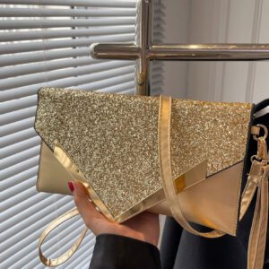 Sac Carré À Rabat En Paillettes De Luxe, Élégant, Exquis, Luxueux, Brillant Et Orné De Bijoux En Métal Pour Sac De Soirée, De Dîner Pour Fille De Fête, Femme, Mariée. Parfait Pour Les Soirées, Les Mariages, Les Bals, Les Dîners/banquets